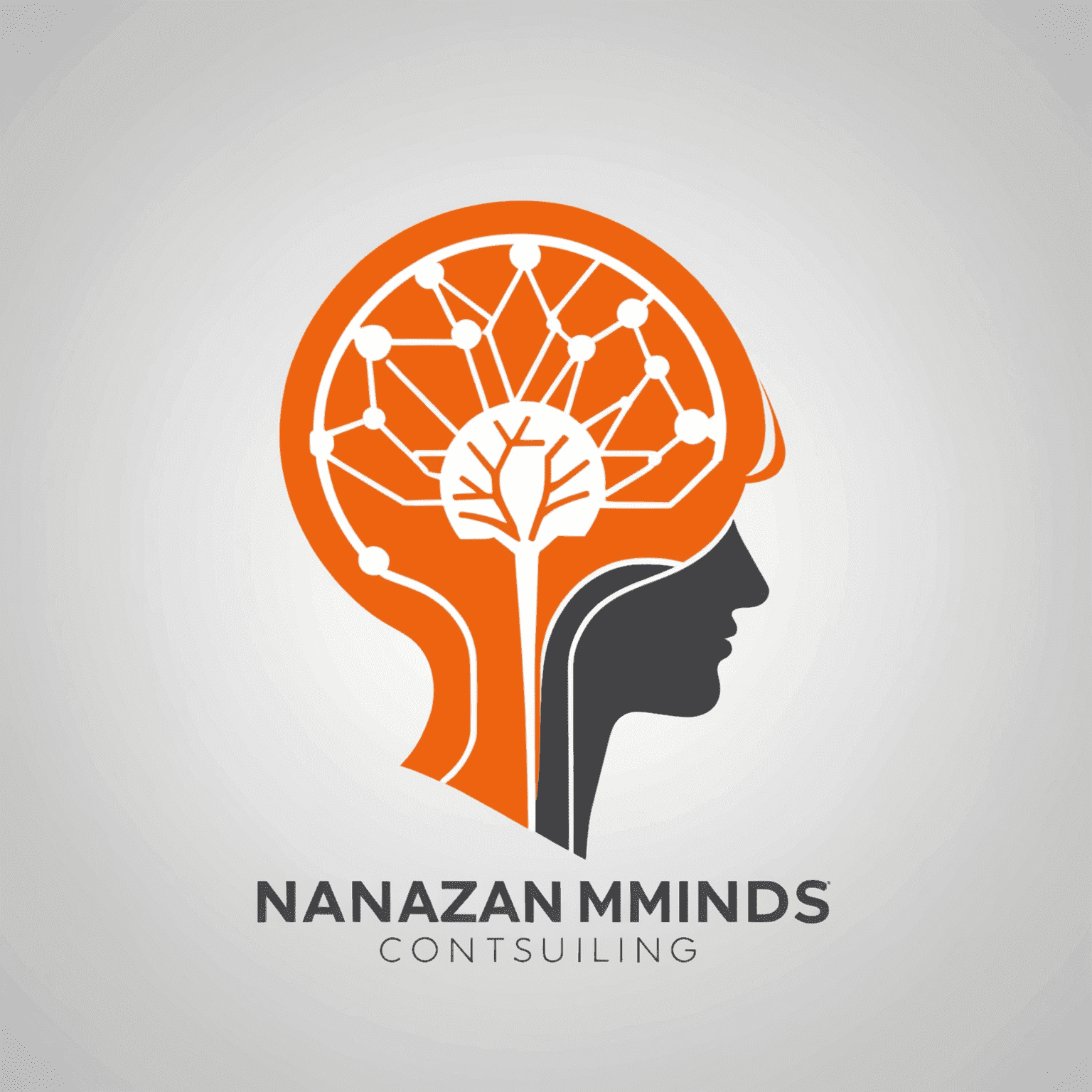 MzansiMinds logo in orange and white, featuring a stylized icon representing innovation and consulting