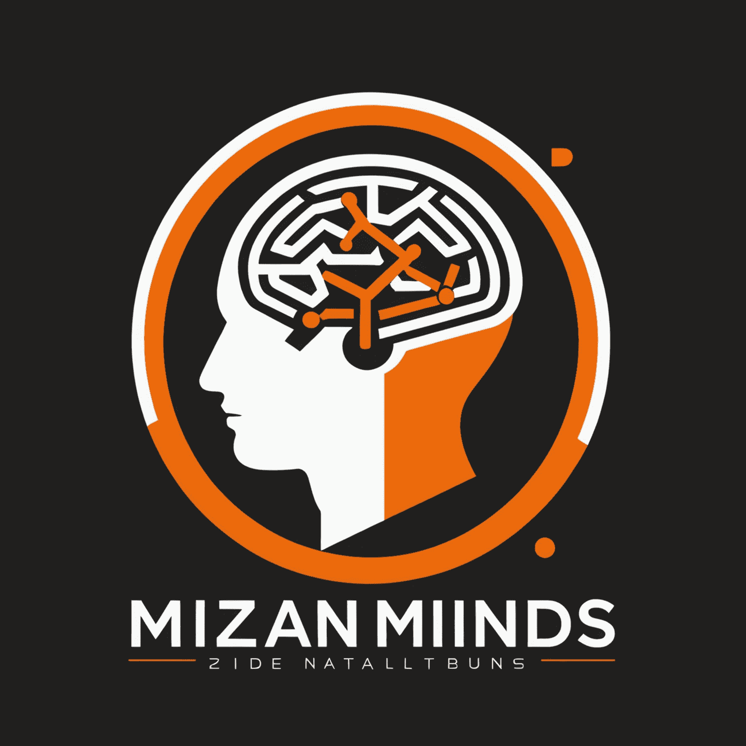 MzansiMinds logo in orange and white, featuring a stylized icon representing innovation and consulting