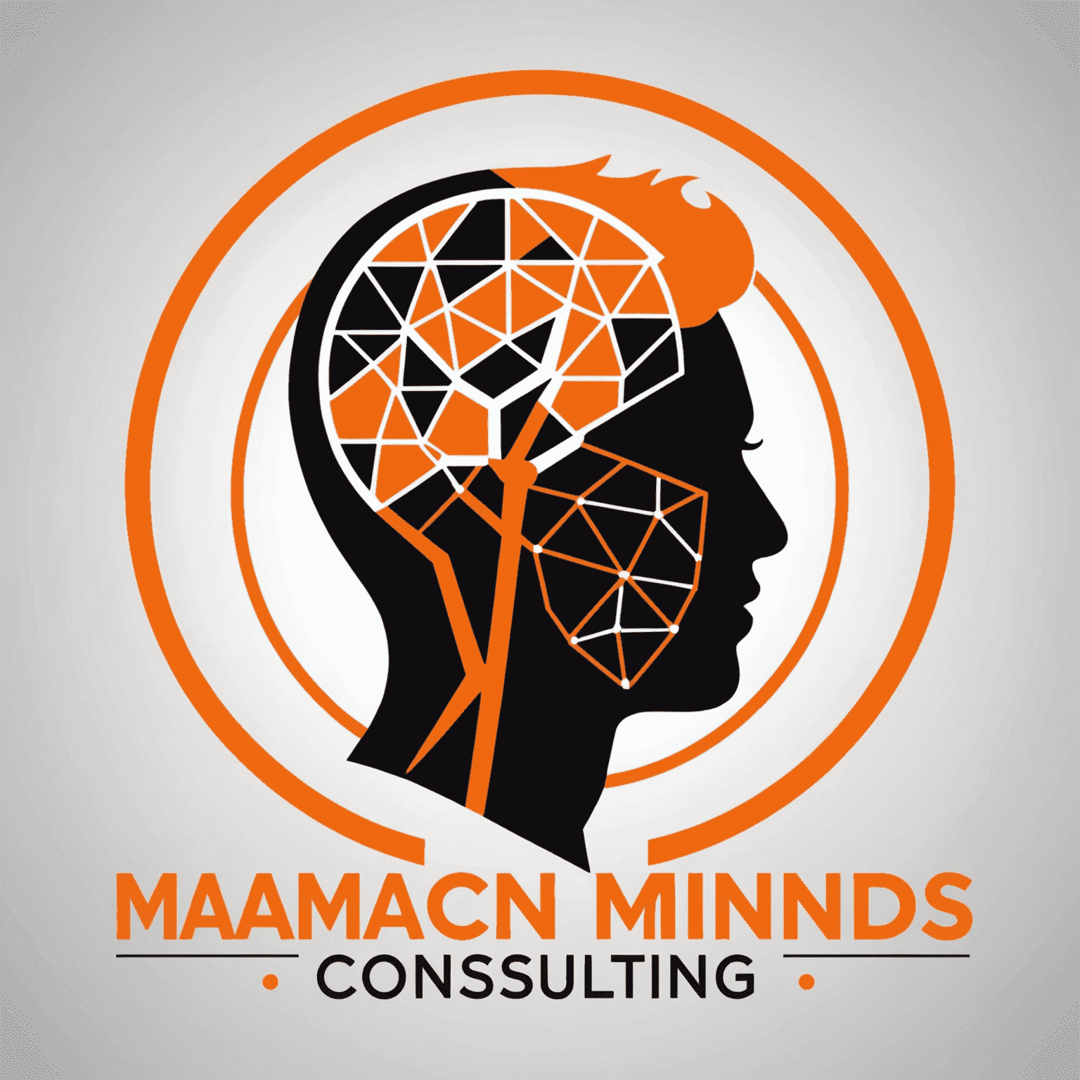 MzansiMinds logo in orange and white, featuring a stylized icon representing innovation and consulting