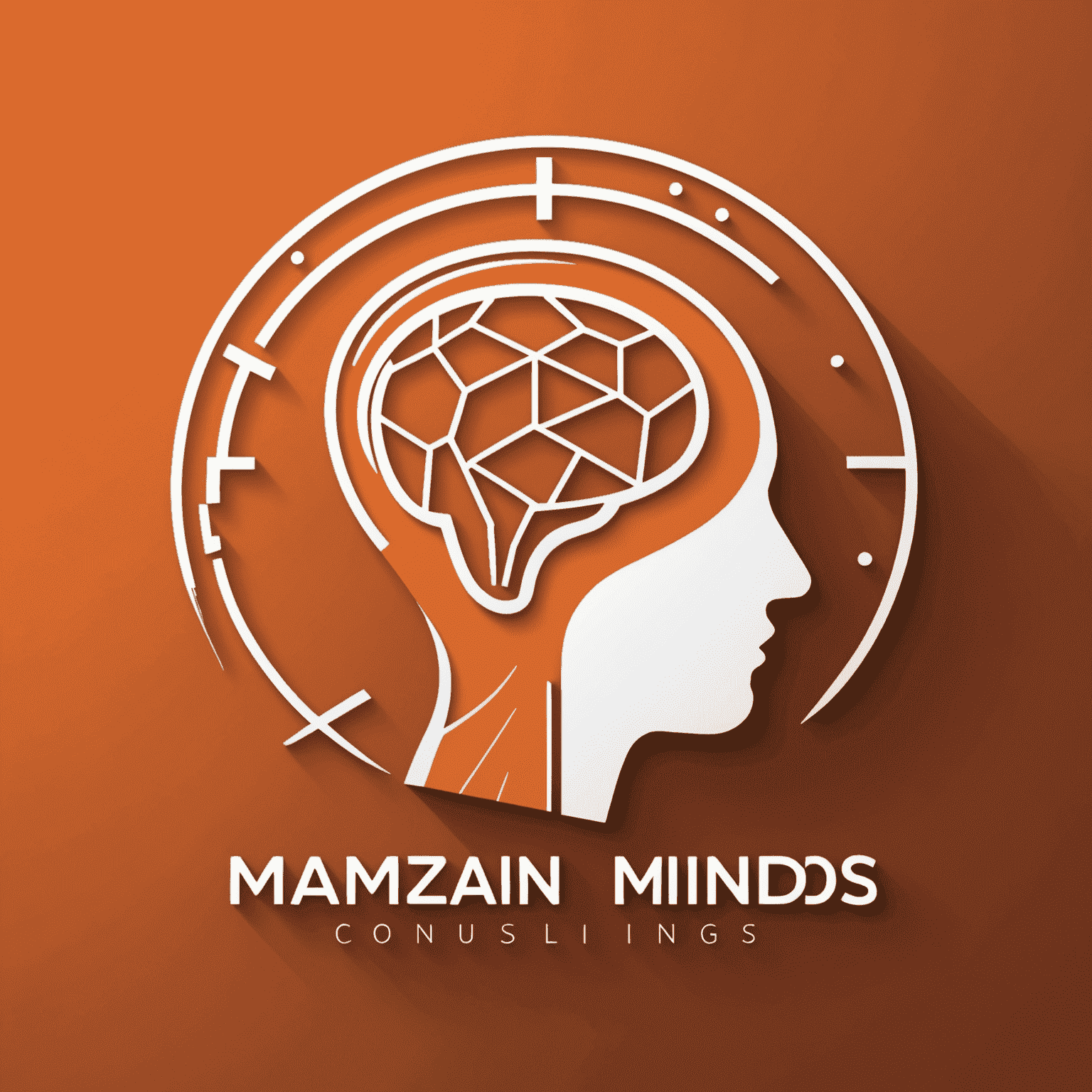 MzansiMinds logo in orange and white, featuring a stylized icon representing innovation and consulting