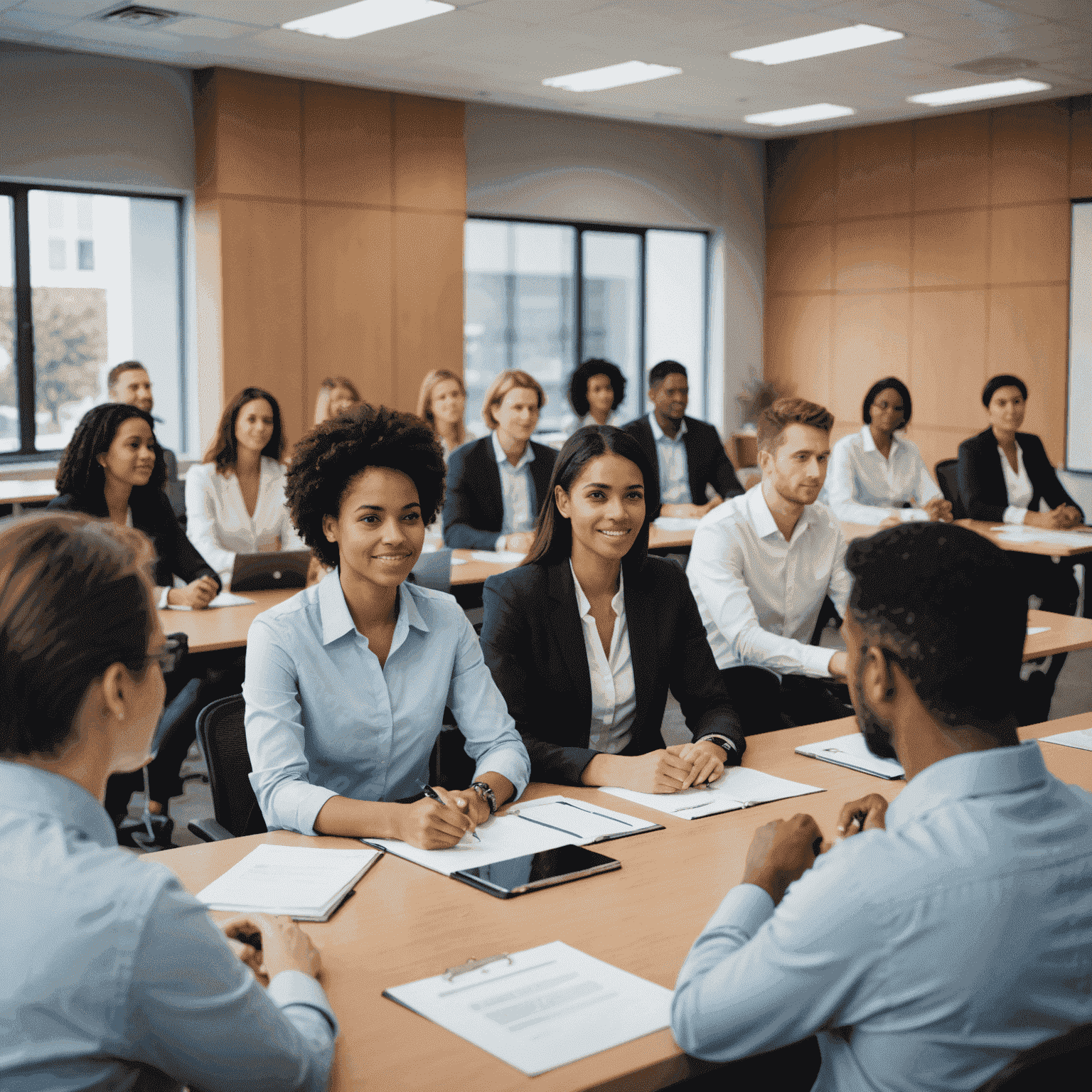 Employees participating in a training workshop