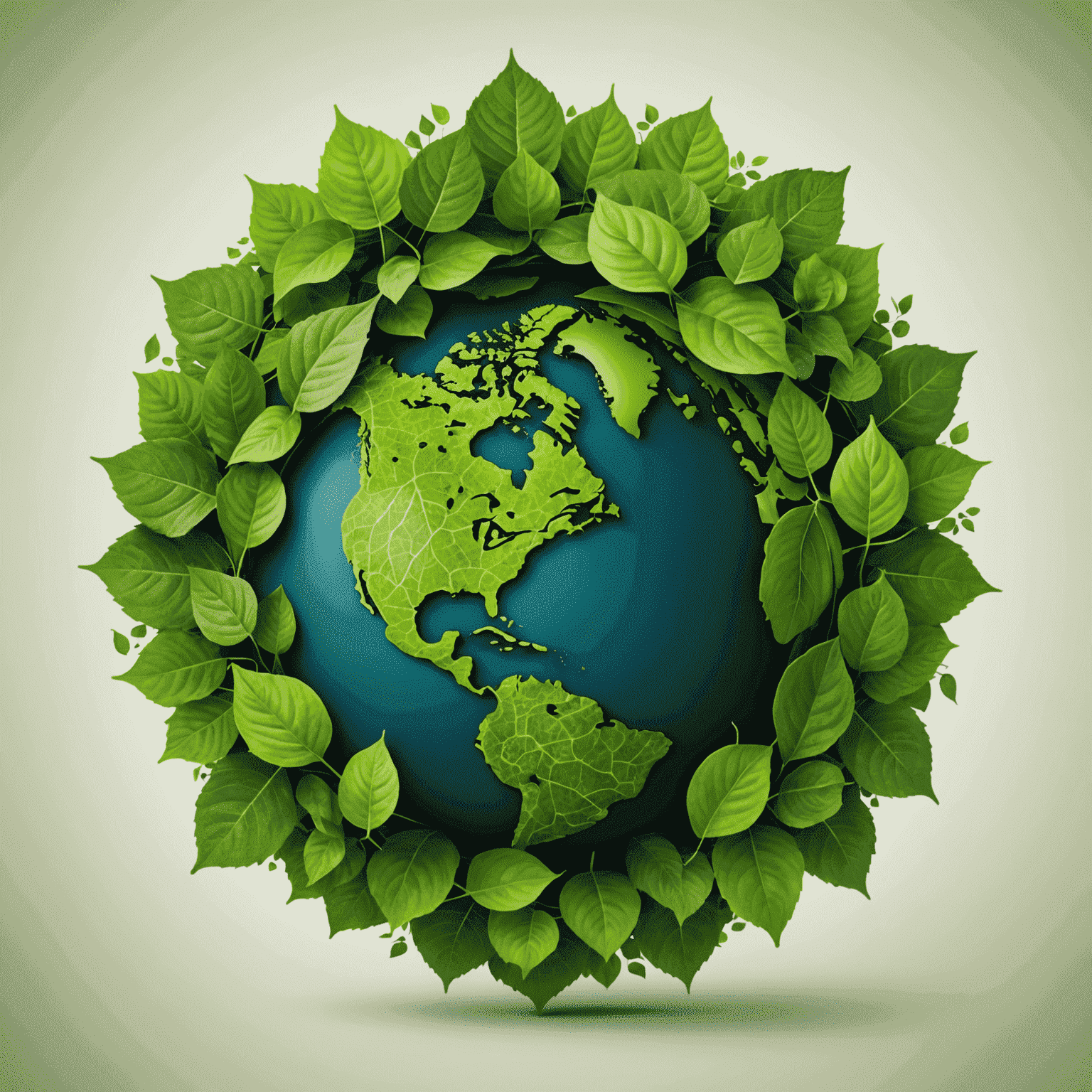 Green leaves forming a globe, symbolizing environmental sustainability